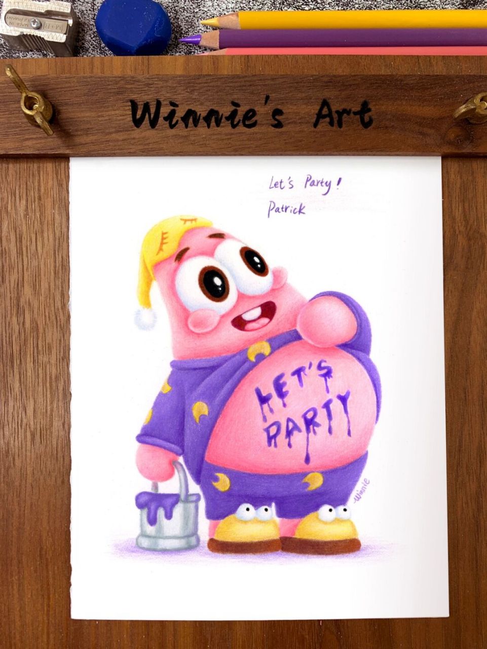 【手绘彩铅海绵宝宝盲盒】派大星附线稿 今天录完了彩铅海绵宝宝主题