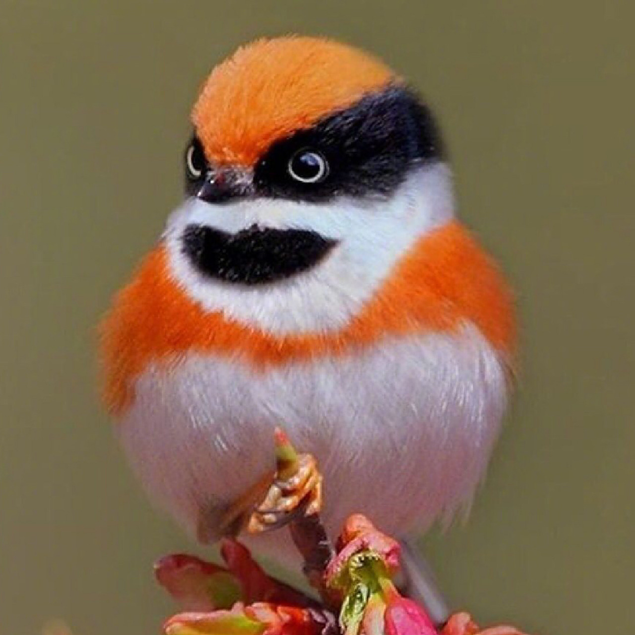 鸟中"小熊猫"——红头长尾山雀   体长10厘米左右,长相呆萌可爱,常被