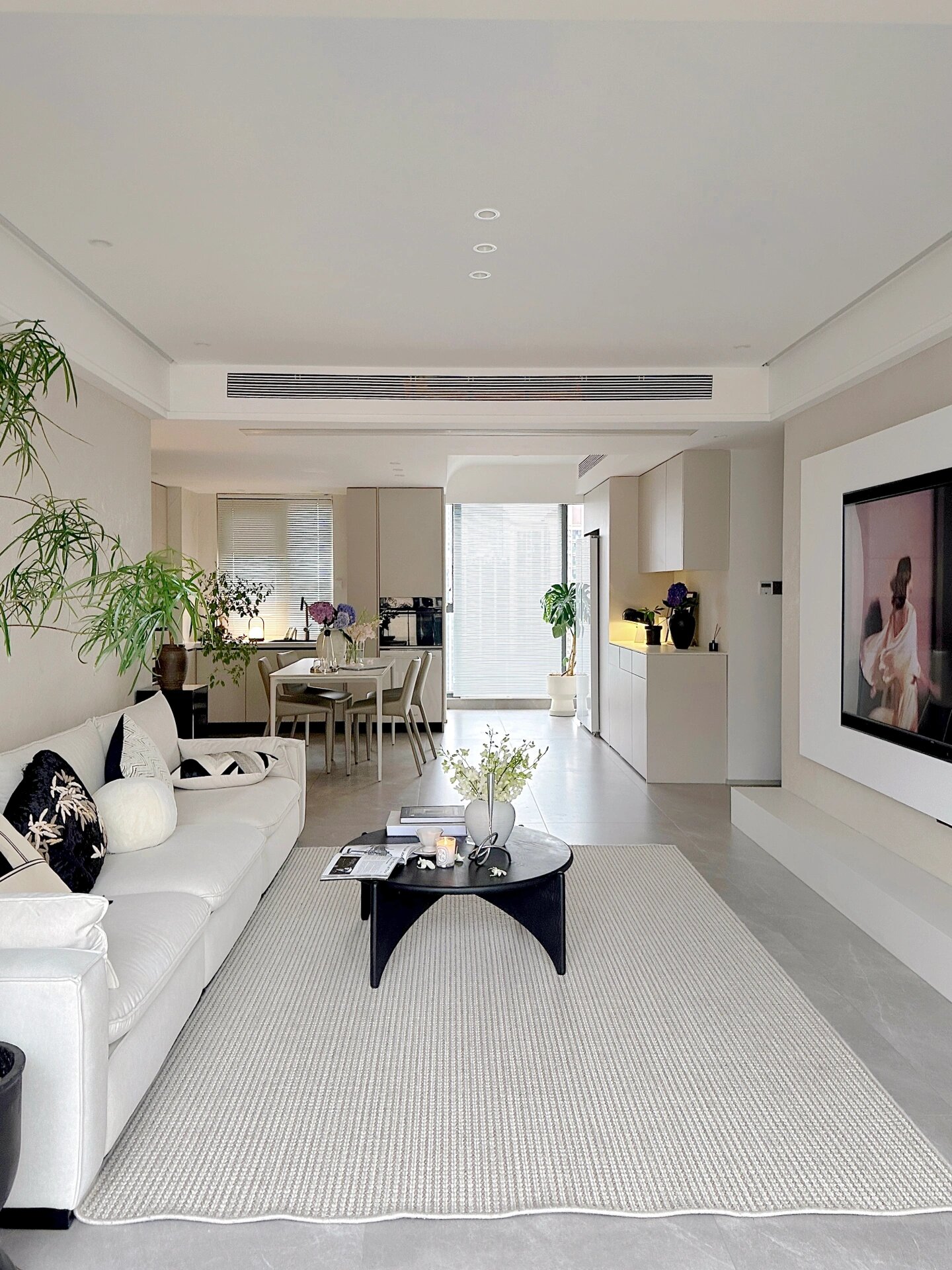 100平现代极简风无主灯客厅|装修及设计分享