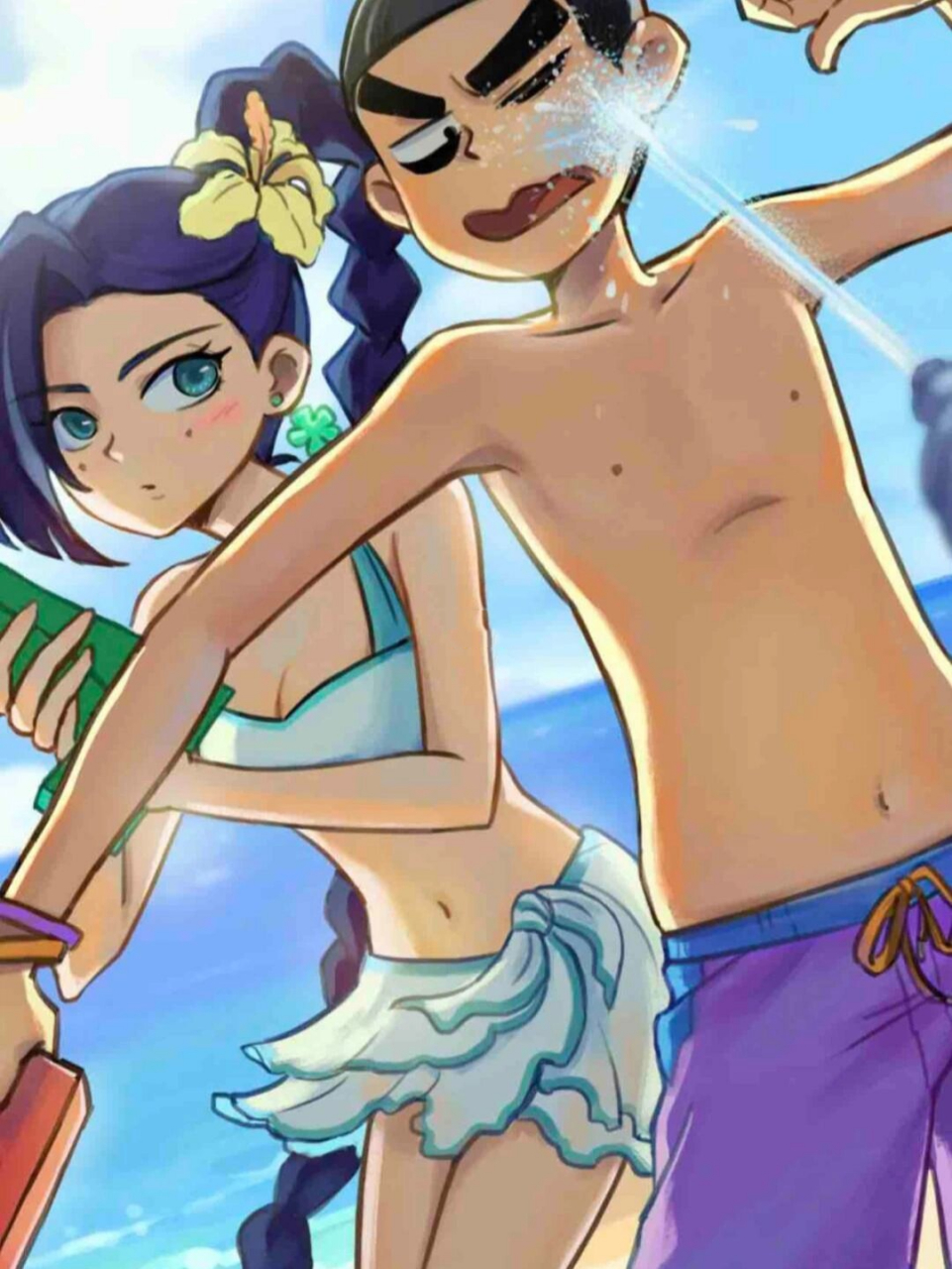 伍六七想:没想到梅小姐穿泳装👙这么xg 梅花十三:伍六七你看够了没!