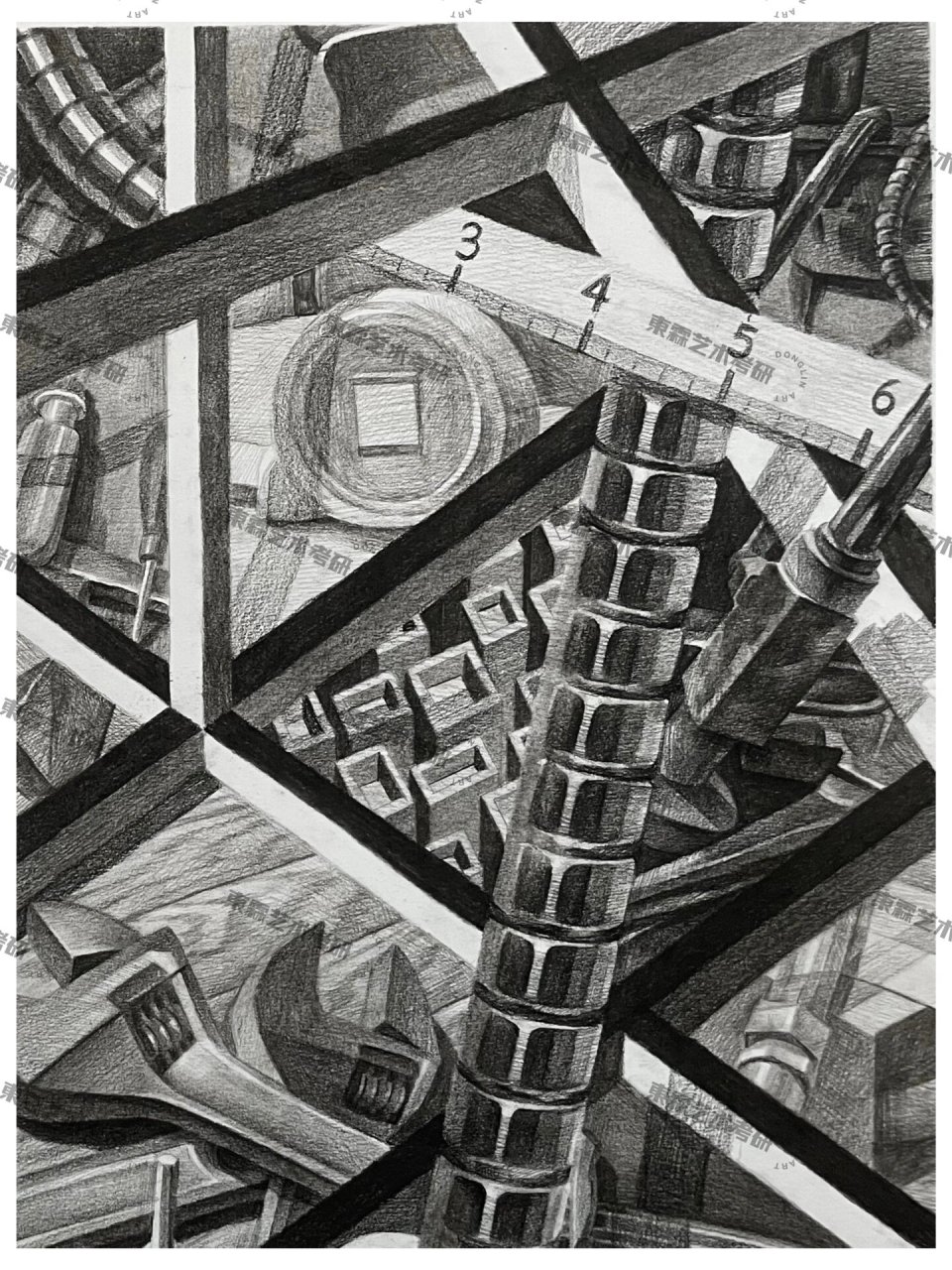 湖美考研设计素描分享|空间构成练习▪️◼️⬛️ 分享