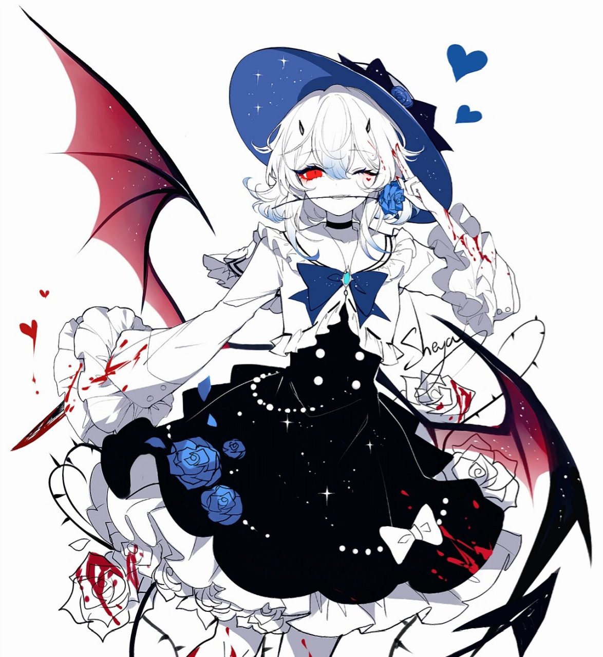 这样的红眼恶魔你们喜欢吗? 作者:sheya 是国内画师哦!