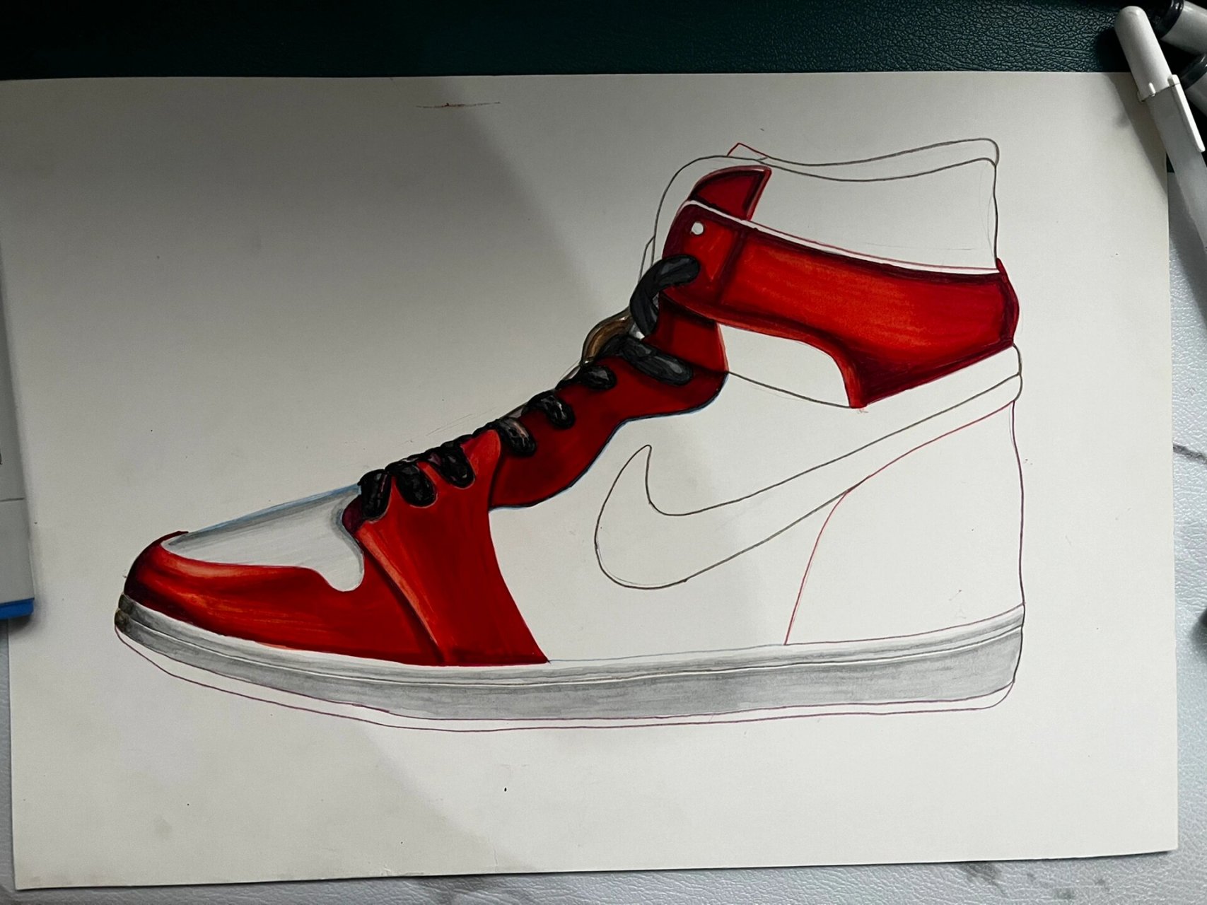 aj 带过程图 马克笔彩铅手绘 希望大家能学会[害羞]#寻找小红书绘画