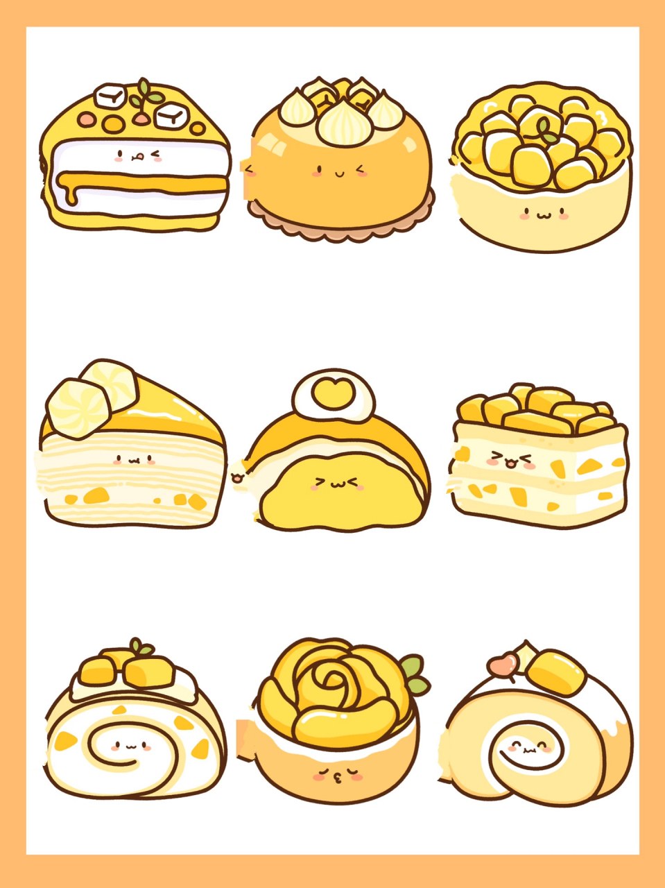 可爱美食简笔画|芒果甜点系列🥭🍰 🥭芒果甜点系列简笔画来啦