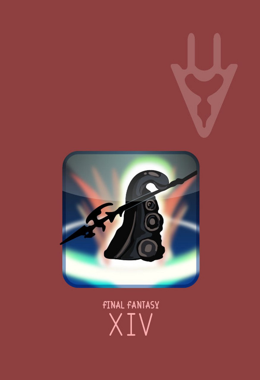 国际服的小画家光呆 暇トルネ 绘制的吉祥物版《ff14》技能图标,形神