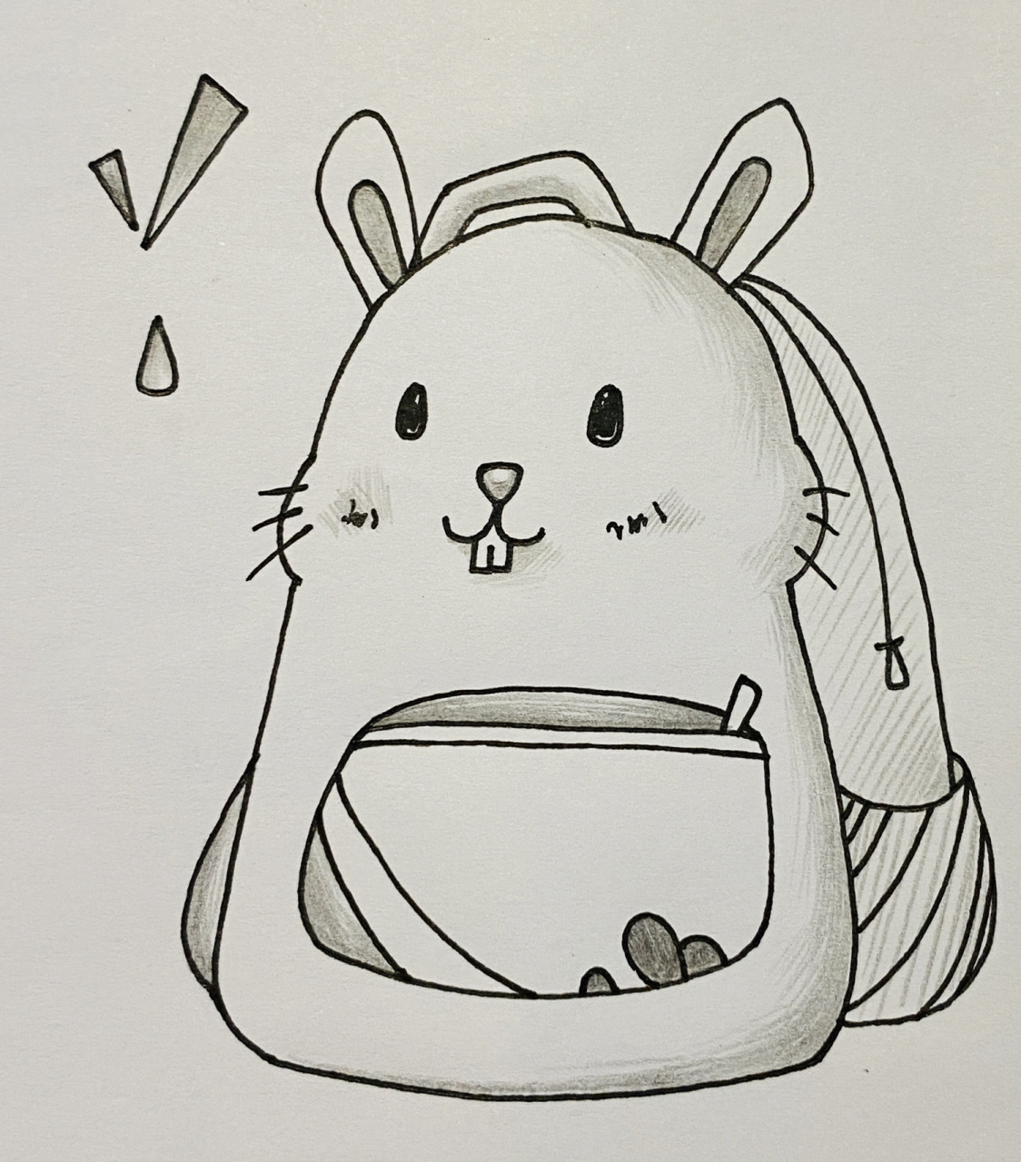 简笔画 临摹可爱兔子小书包 附带步骤 请努力向上 成为别人眼中遥不可