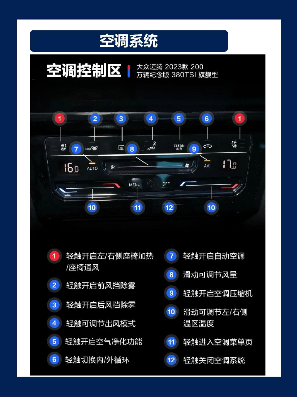 迈腾全车按键图解.你真的知道全车按键如何使用吗?一起来学习吧
