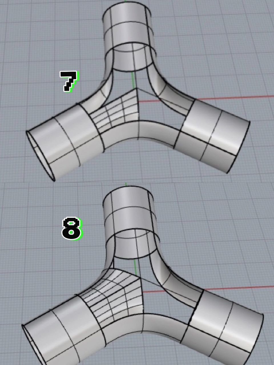 三管混接教程/犀牛建模 16615 用修建边缘工具 ,将圆柱体边缘四