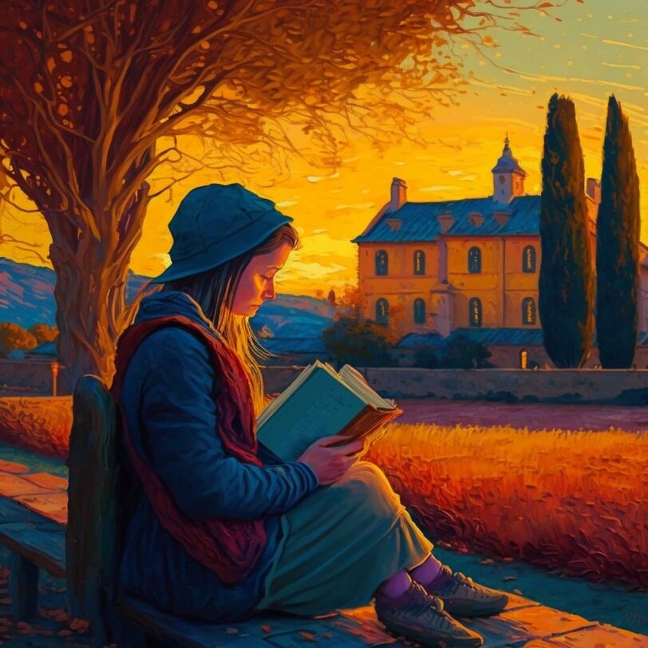 原创头像分享|教皇宫下看书的女孩