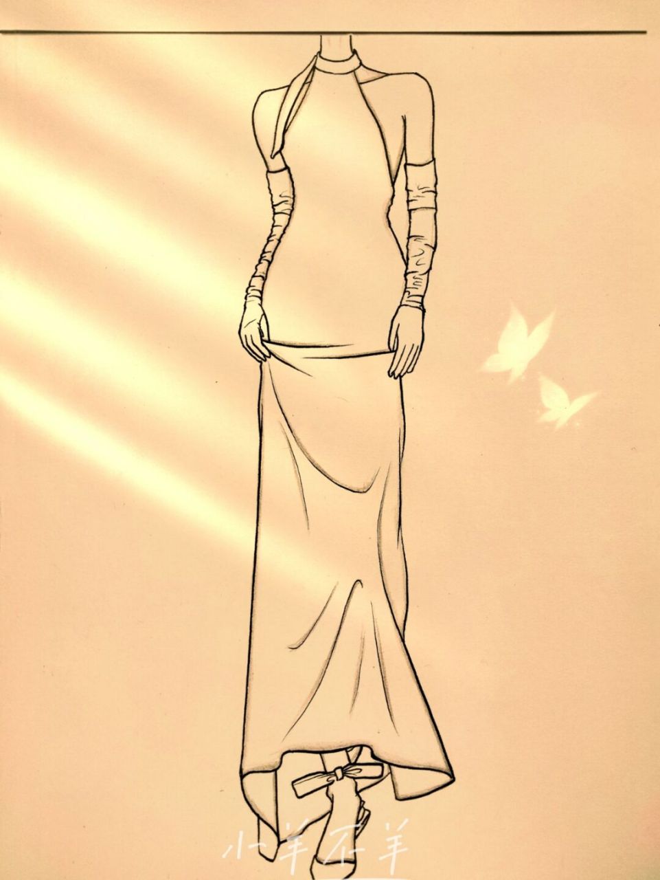 美女黑白简笔画#绘画教程73(附过程) 婚纱礼服手绘简笔画74绘画过程