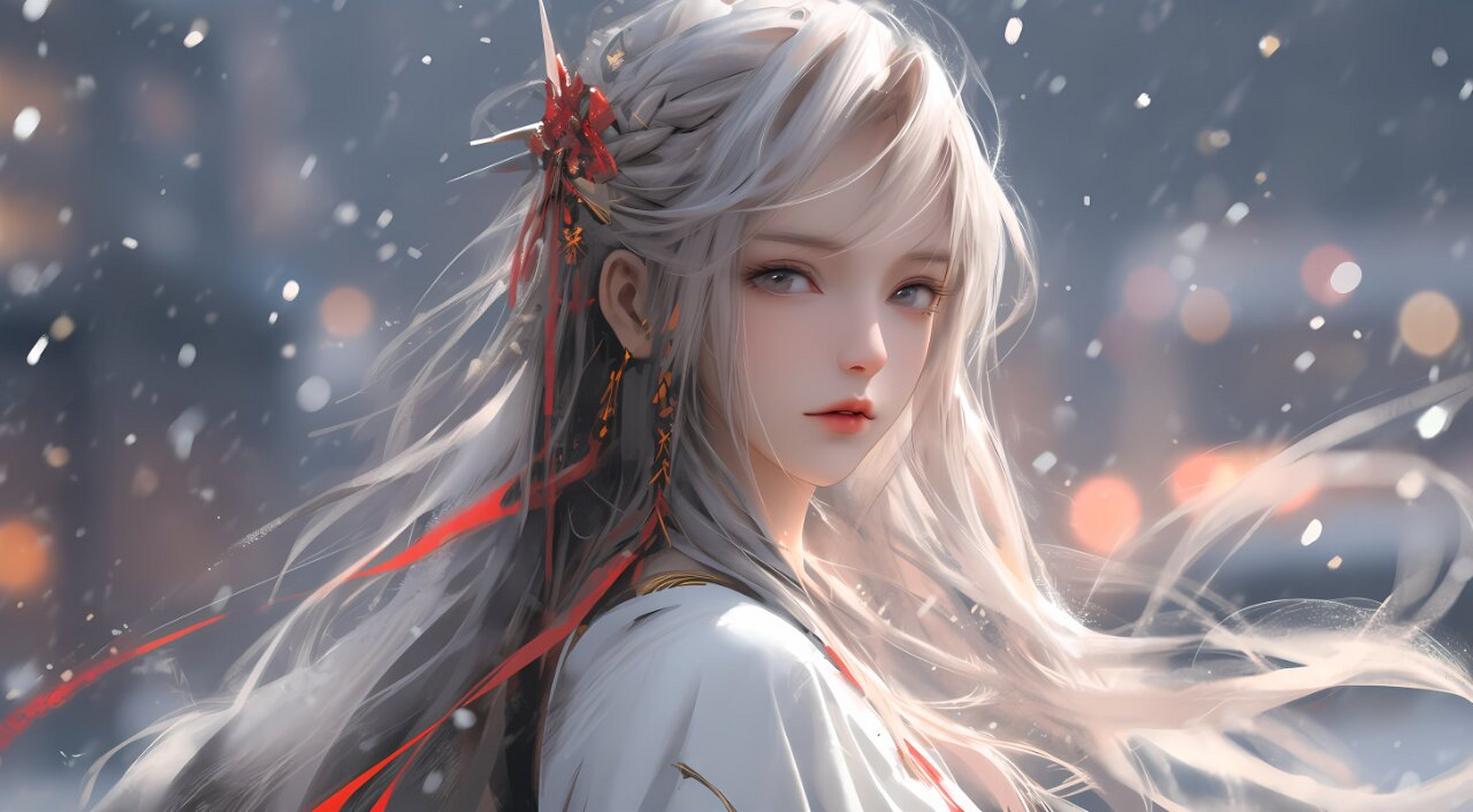 白毛控的国风女神 绝美横屏壁纸