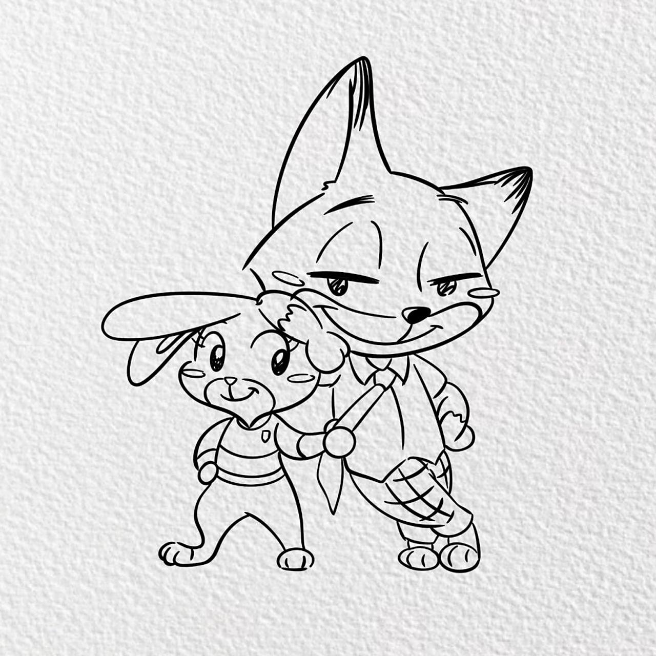 简笔画|【尼克和朱迪】(附过程) 02 02 02 【lifes a little