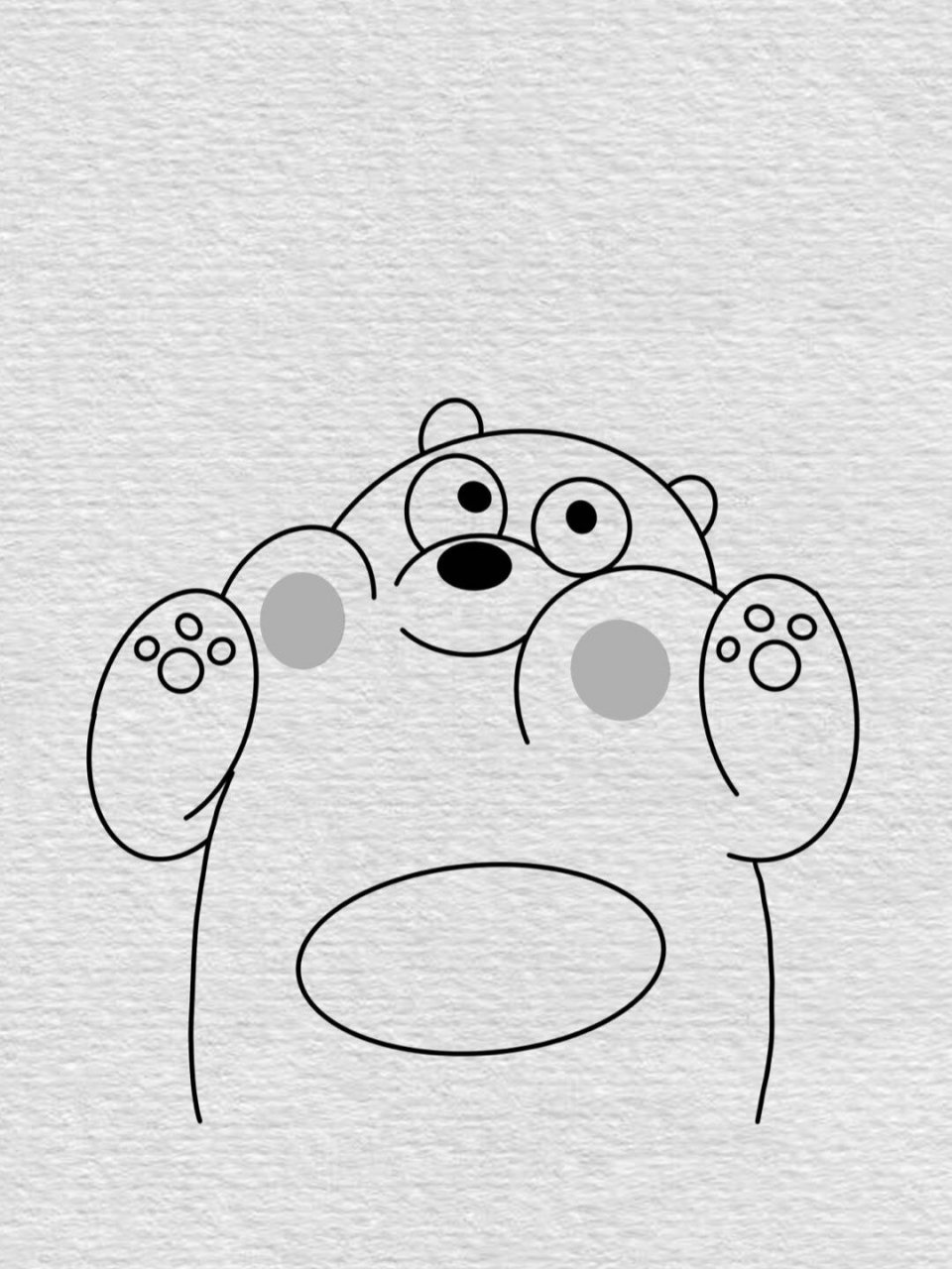 裸熊三小只简笔画教程已附色(82) 我爱肉肉,肉肉也爱我,晚安