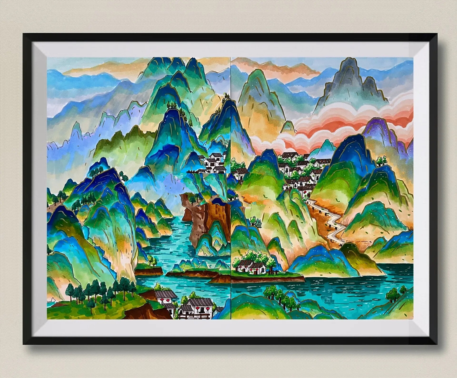 马克笔绝美配色『青绿山水』