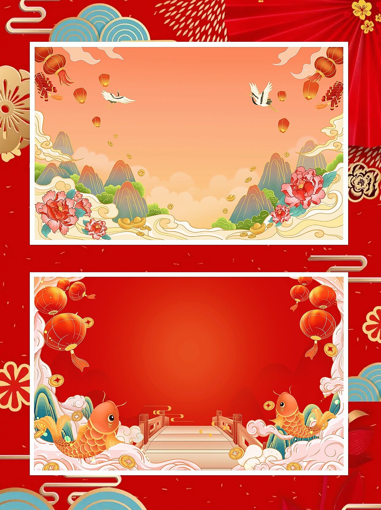 红色国潮背景|插画素材分享 96今日给大家分享一组红色系国潮背景