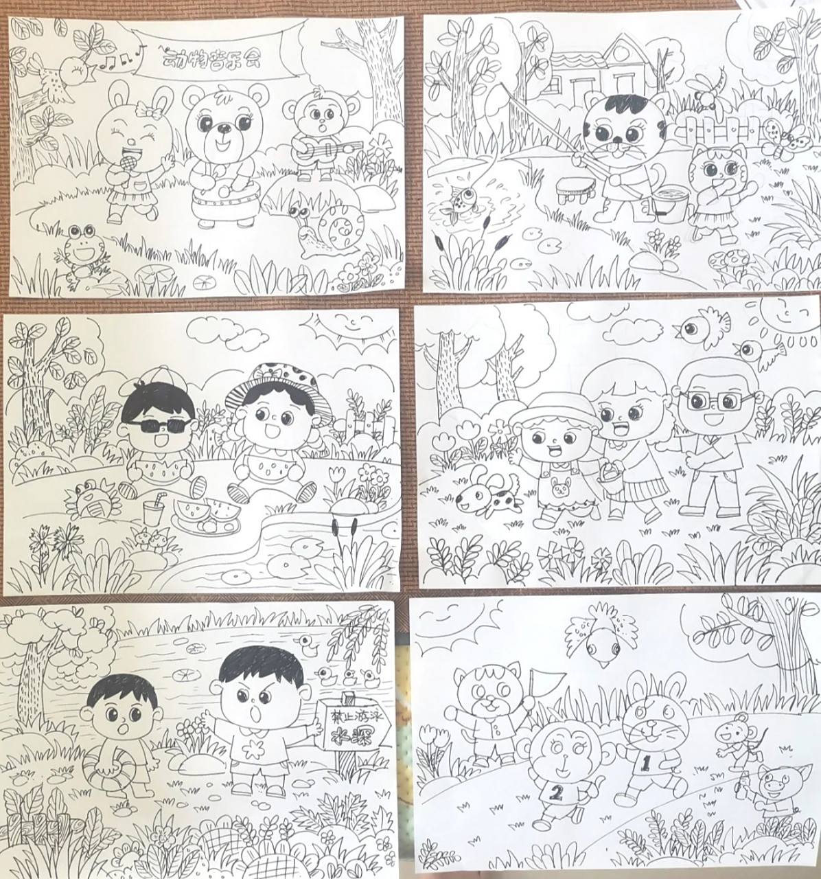 幼师考编简笔画a3纸 一口气画了好几张,平均每张16分钟,祝今年考编的