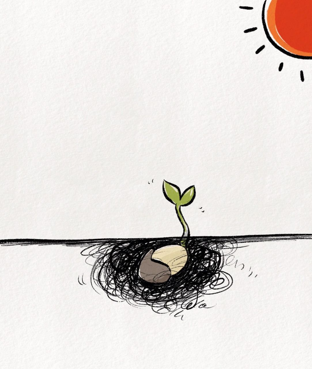 超可爱简笔画教程:关于希望92 向上开花 向下生根