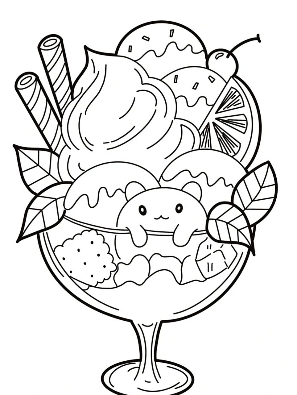 夏天素材各种冰激凌93可打印涂色