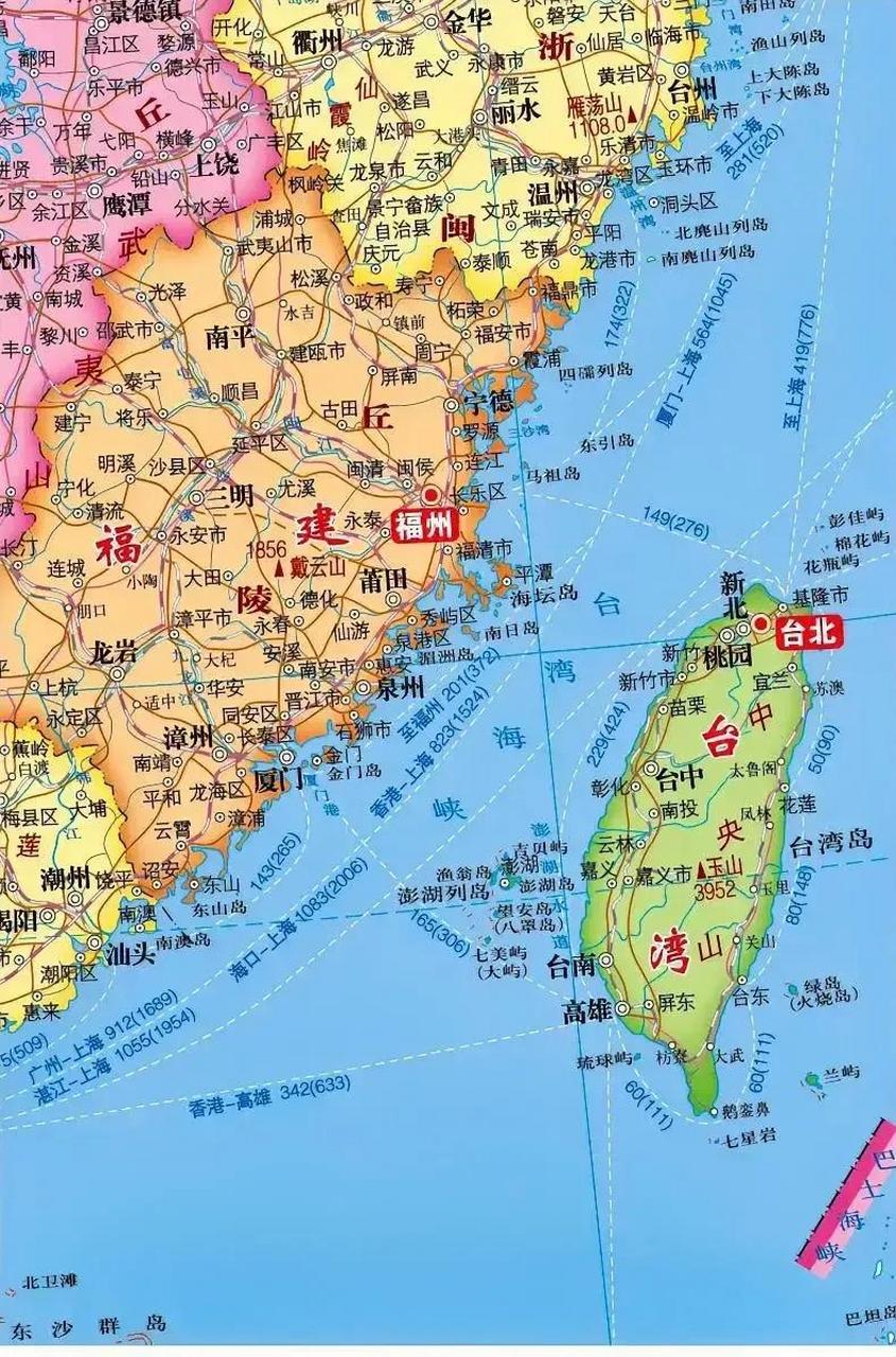 台湾海峡地图显示图片