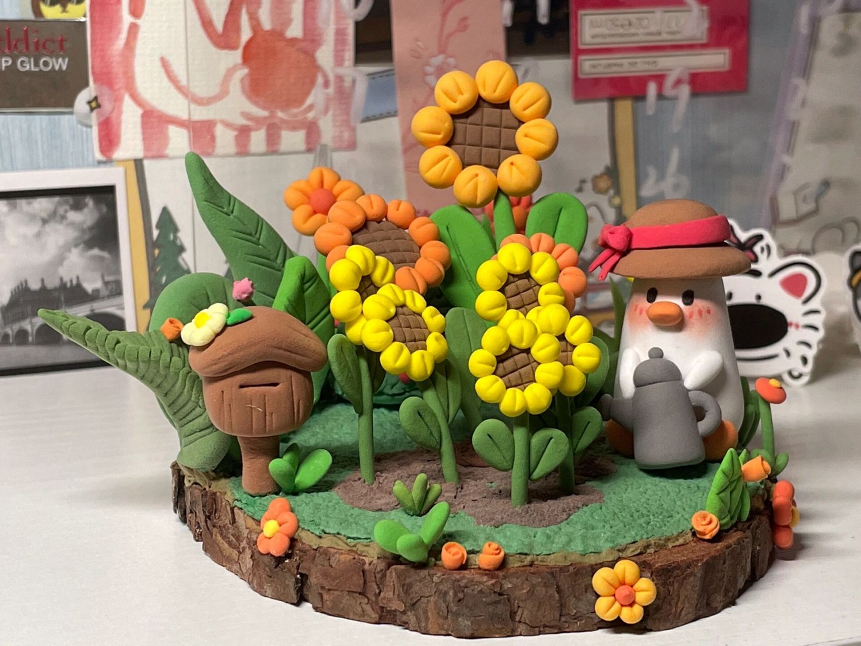 超轻粘土摆件|种花花97 把超轻粘土场景作业改成了桌面小摆件