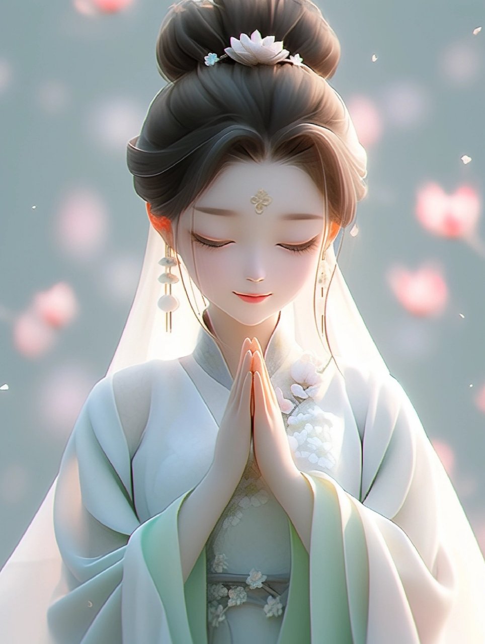 我在佛前,双手合十,许愿大家以后平安喜乐