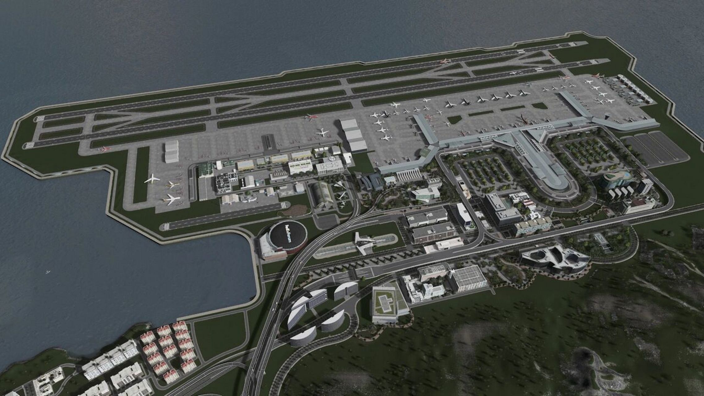 『都市天际线』夕岛市城建 - 08 新国际机场 今天终于入了机场dlc,真