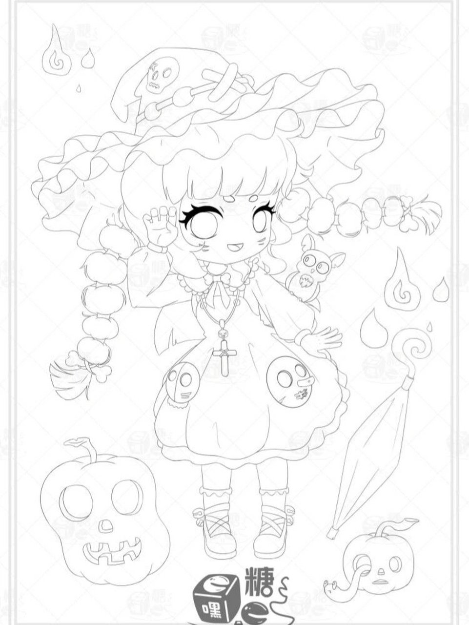 万圣节q版小女巫插画 万圣节之夜创作的q版小女巫插画