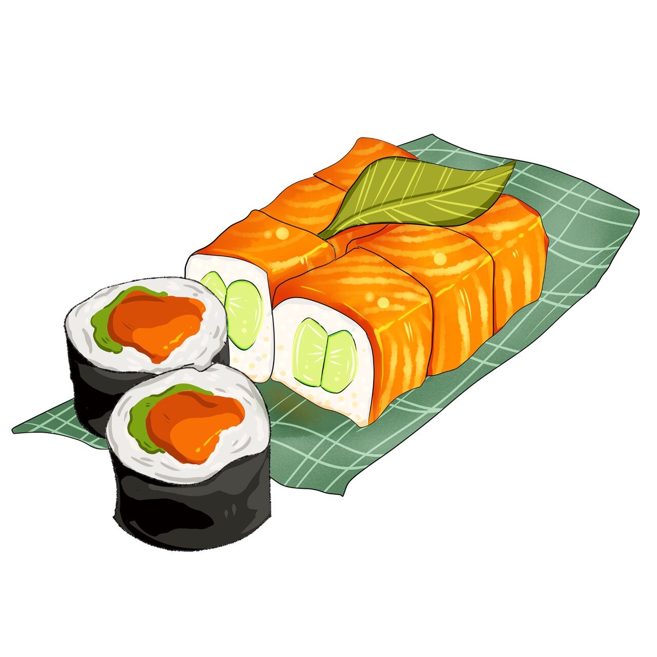 手绘卡通美食日式美食寿司素材日本料理 94手绘寿司图片元素,让你的
