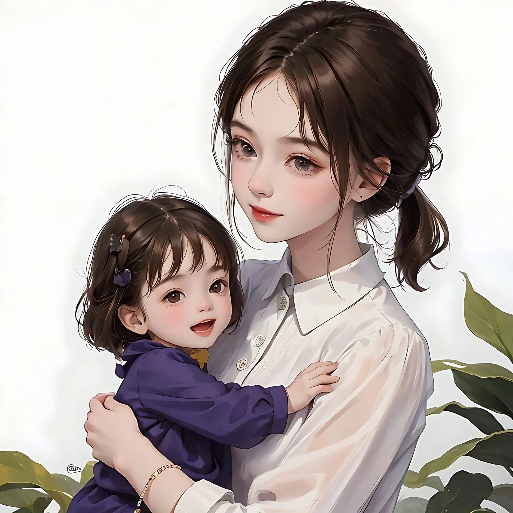 宝妈亲子头像紫色系