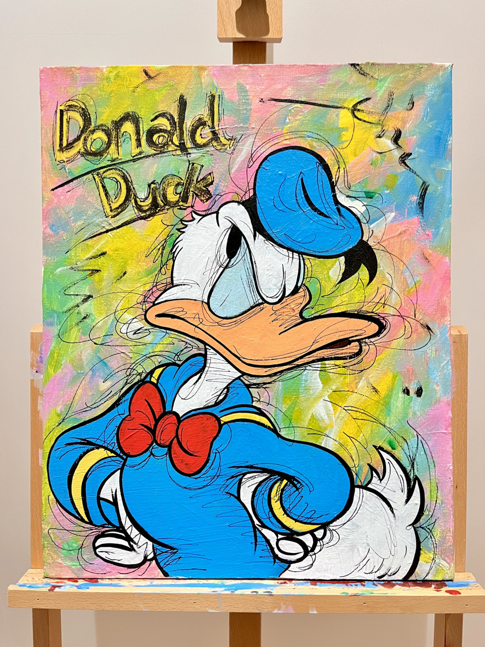丙烯手绘|唐老鸭潮流艺术|最好的唐纳德～           画框尺寸:40*50