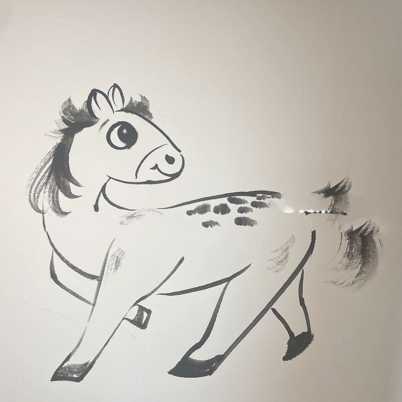 少儿国画水墨故事系列之小马过河