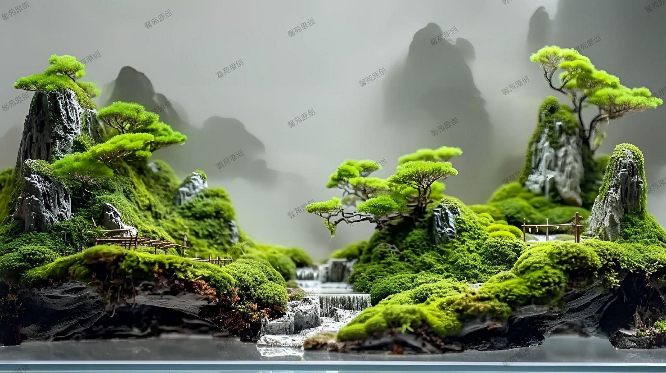 水陆缸微景观鱼缸造景 空间美学