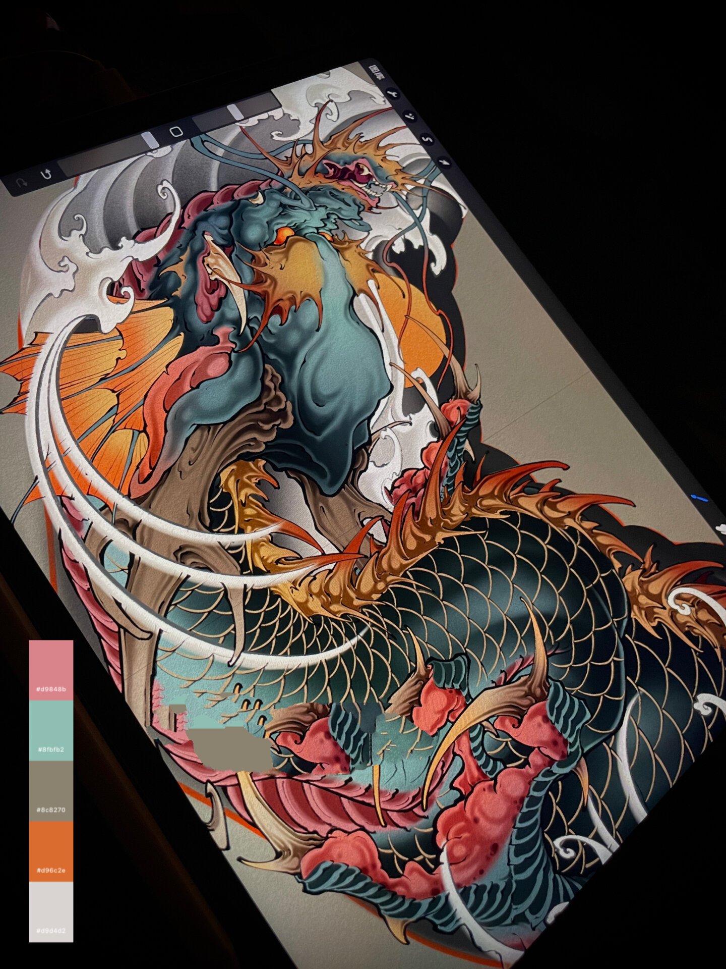 🌟原创新传统花胸龙纹身手稿设计😂