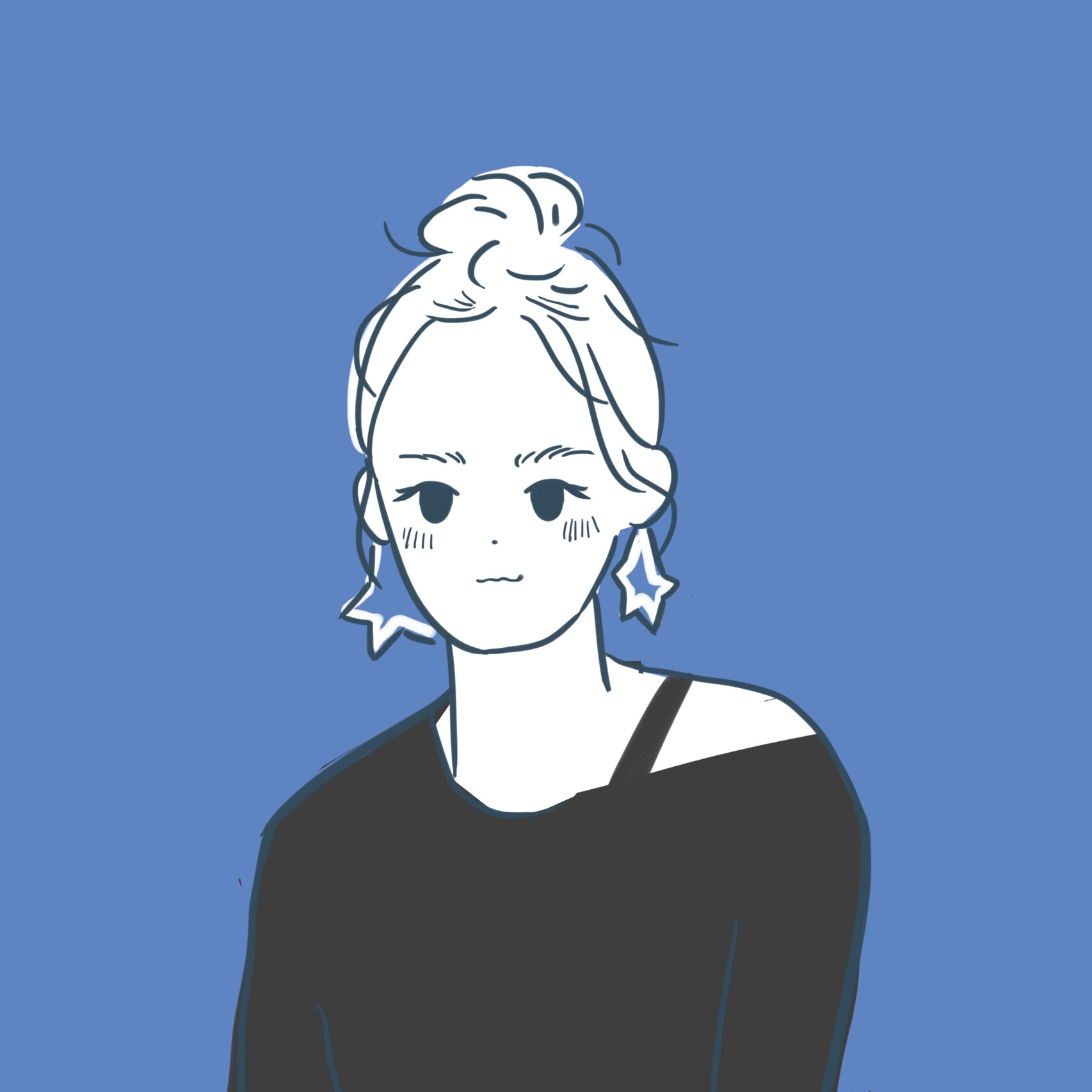 9p 工具:手绘板 ps 原创插画 | 手绘 | 治愈 | 蓝色少女 |头像