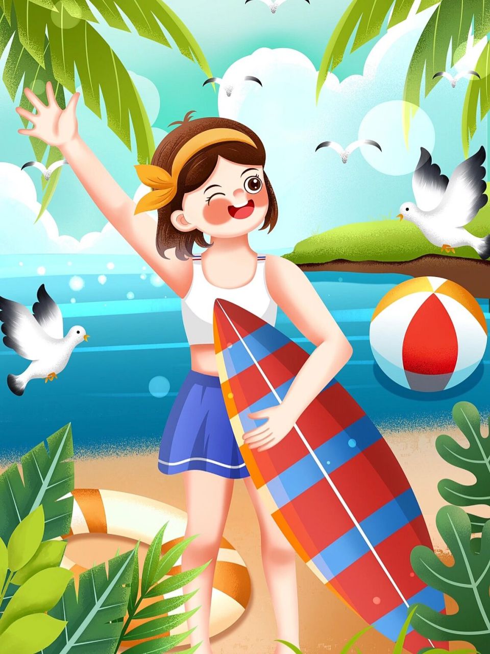 插画|海边的风景 海很蓝,风很轻 愿日子如海水般清澈 抬头所见兼是