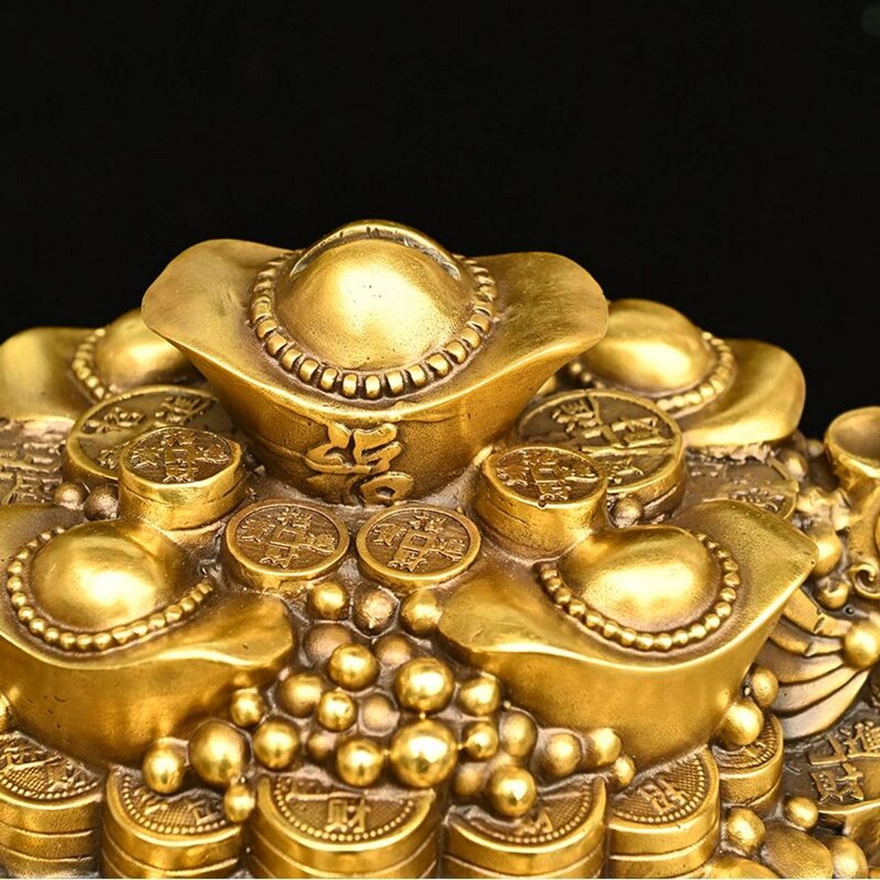 纯铜存钱罐聚宝盆双鱼日进斗金元宝储存罐招 大号双鱼聚宝盆 尺寸: 长