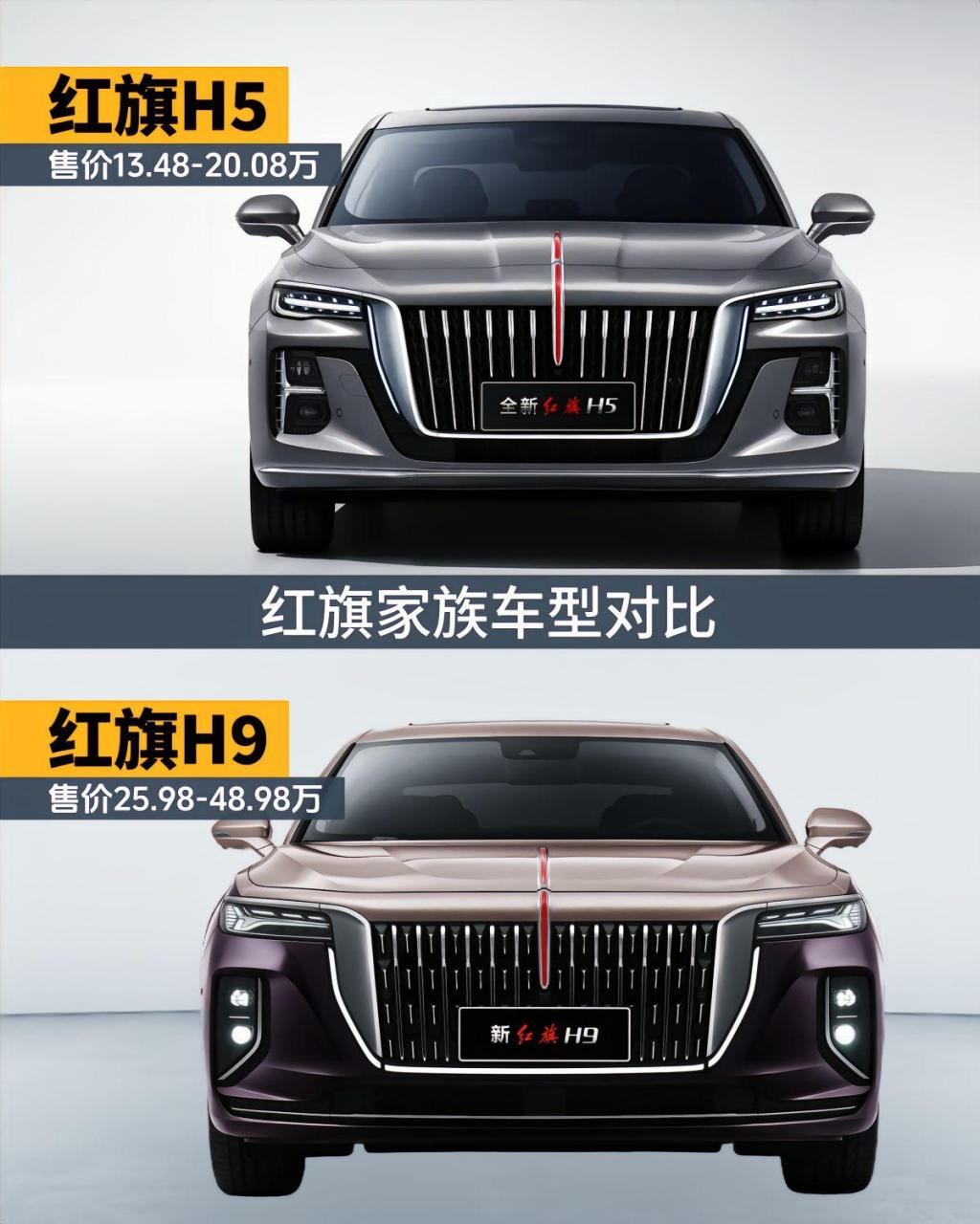 红旗h5 红旗h9 哪个更帅一点呢.