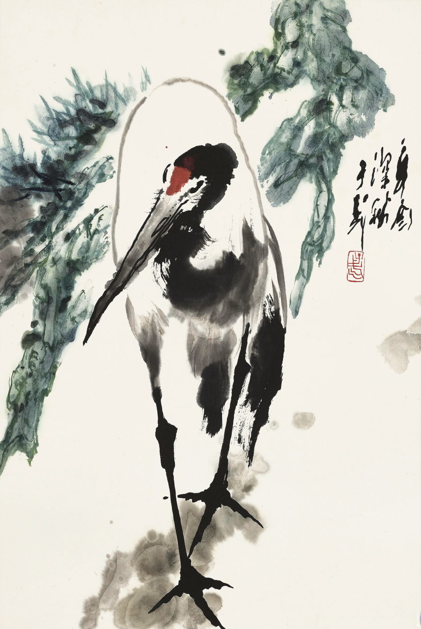 画家王子武笔下的仙鹤