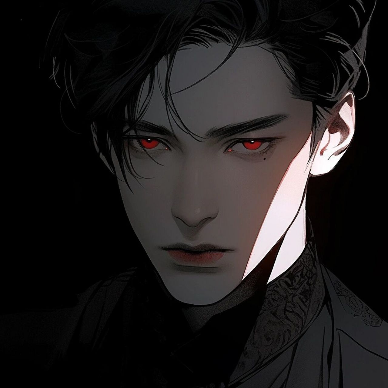 禁欲系高冷红黑色氛围感帅哥头像 还不是特别稳定,经常会出现多余元素