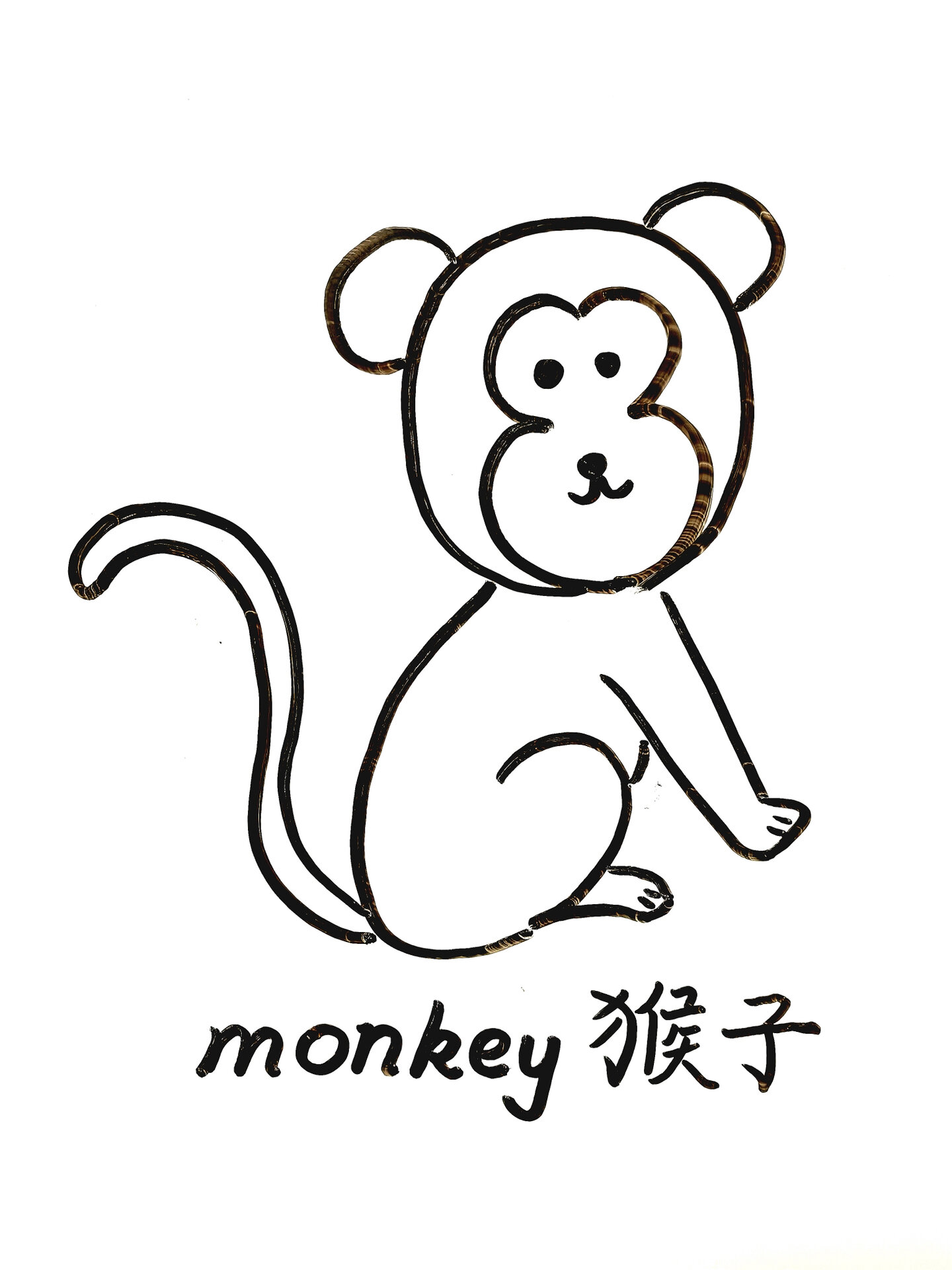 用数字123画monkey(猴子)一学就会