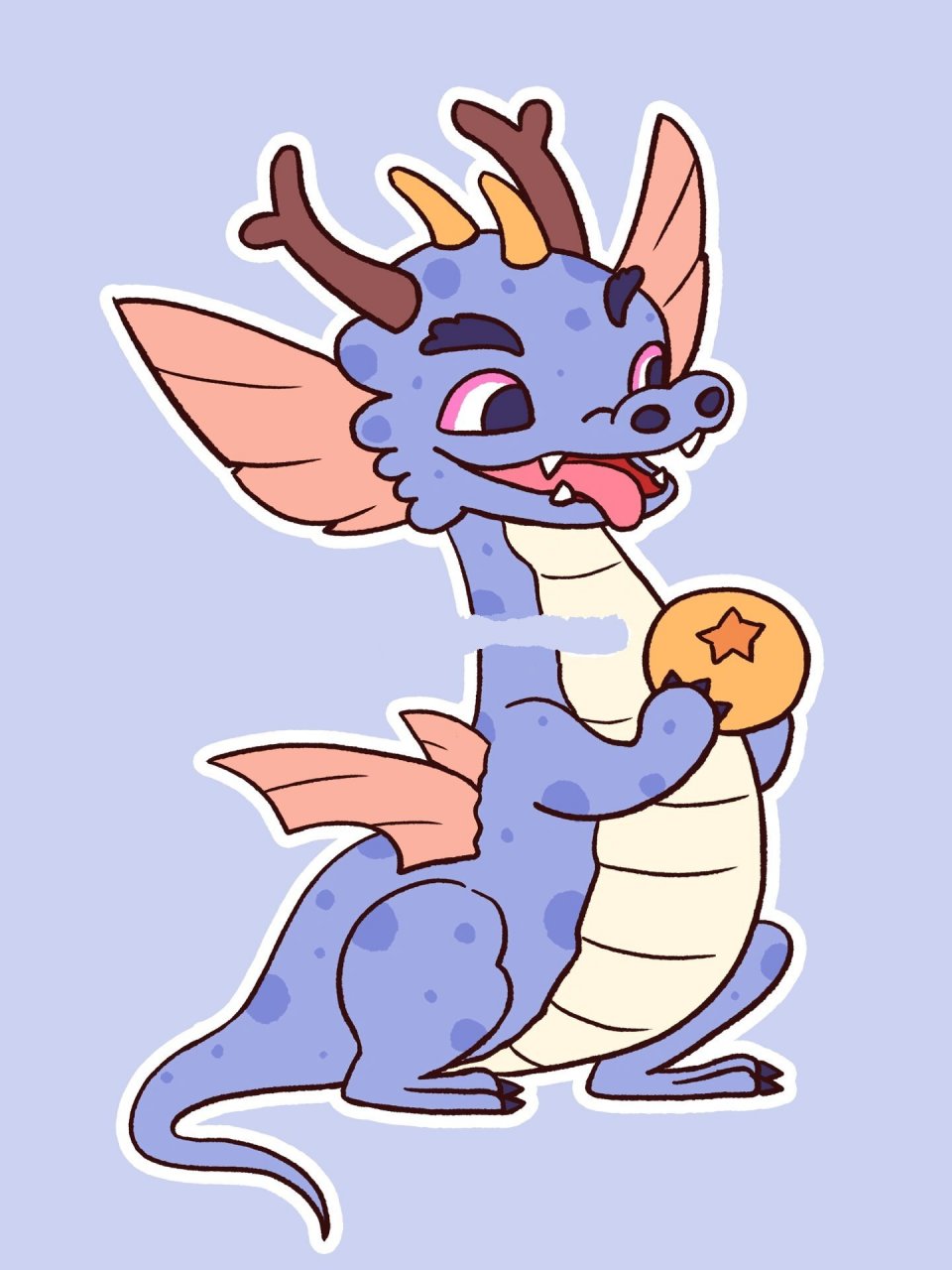 十二生肖之小小龙卡通手绘 第一遍上色太丑了,又重新上个可爱点的颜色