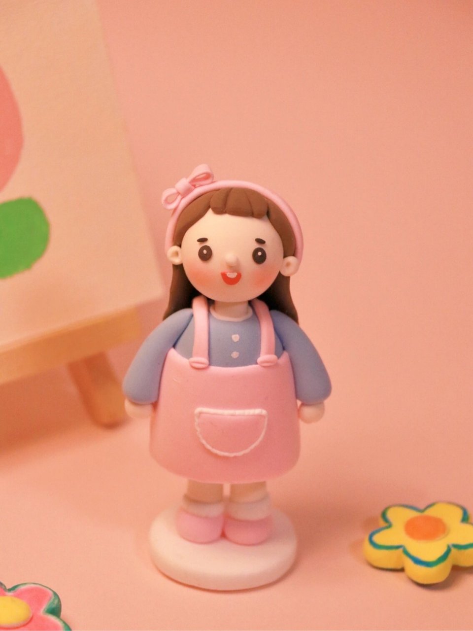 超轻黏土丨戴蝴蝶结96发箍的小女孩图片教程