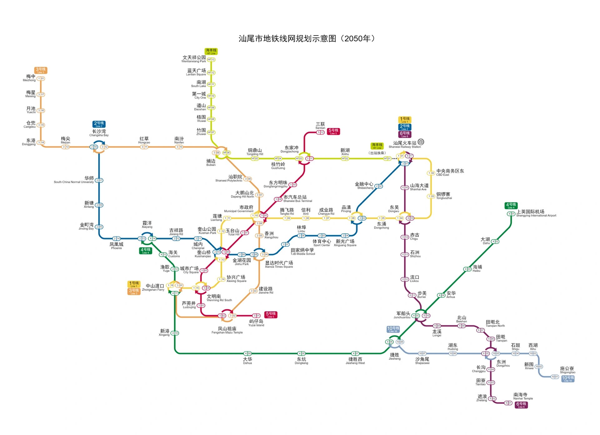 汕尾市地铁线网规划示意图2050