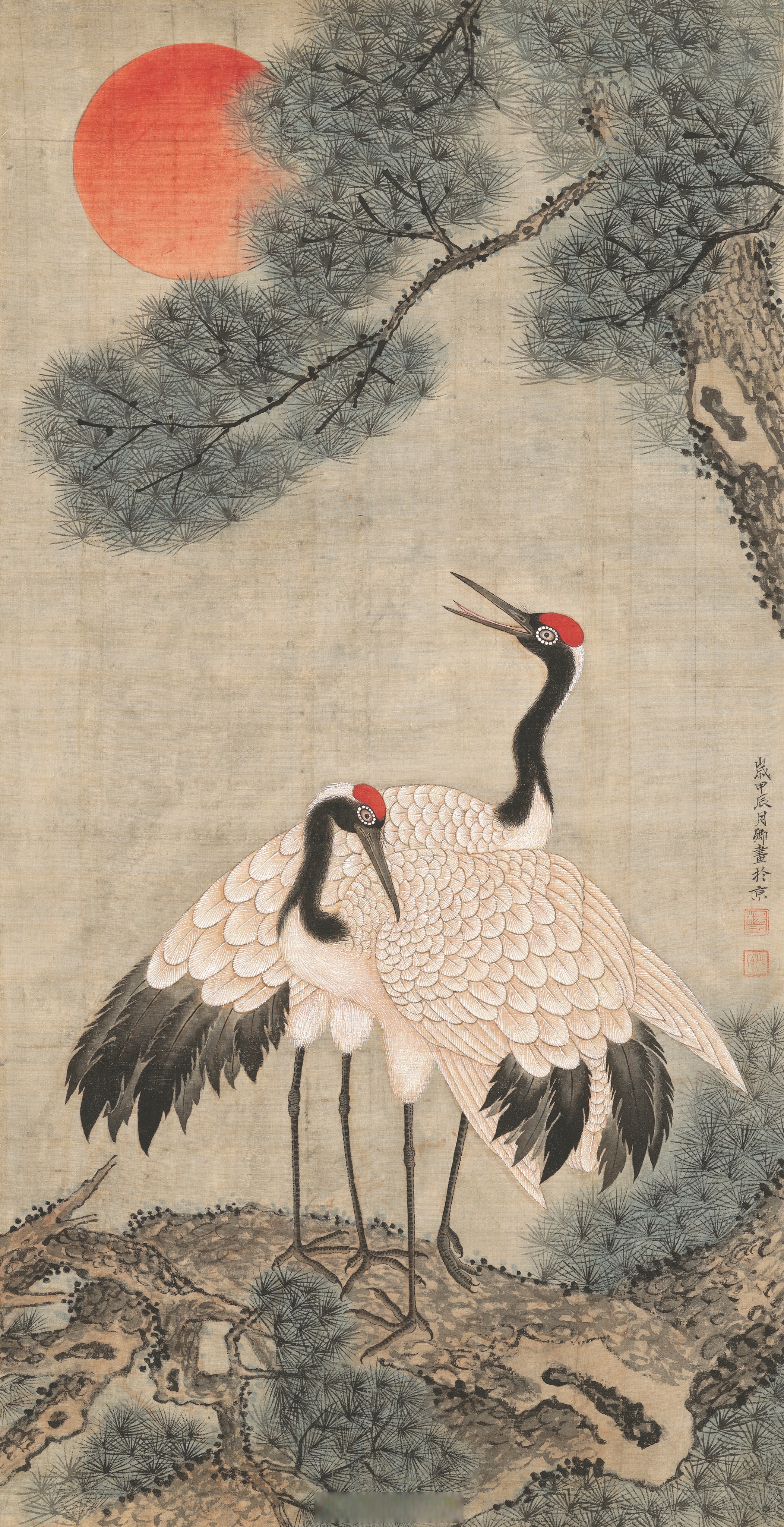 松鹤主题小品三幅