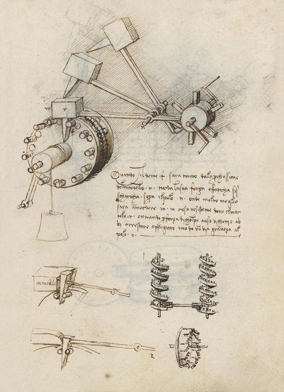 五百年前的天才达芬奇手稿,从机械装置,武器,人体,建筑到坦克飞机一应