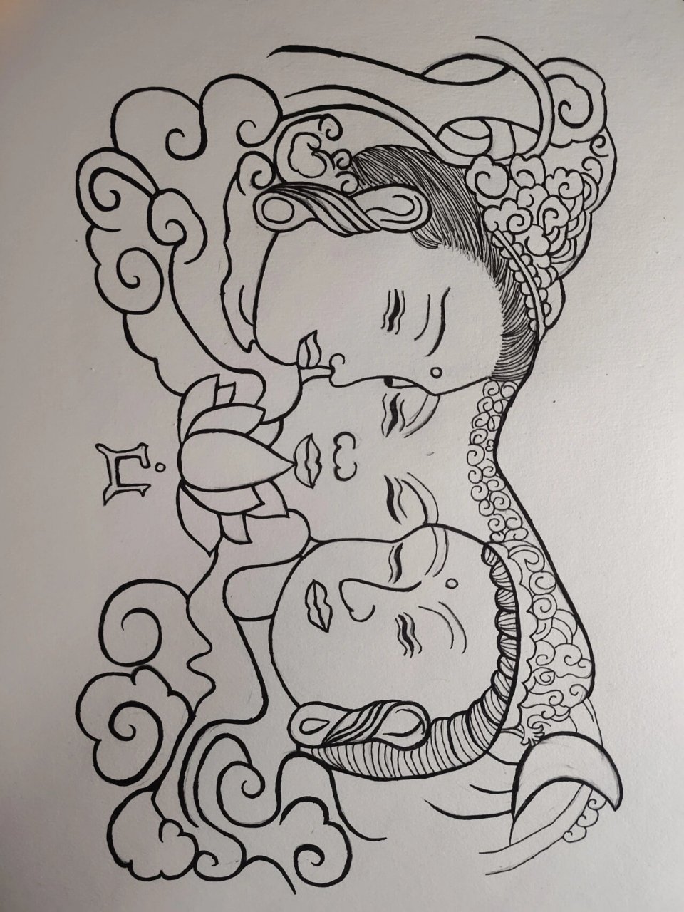 三面佛临摹 关于qr的纹身