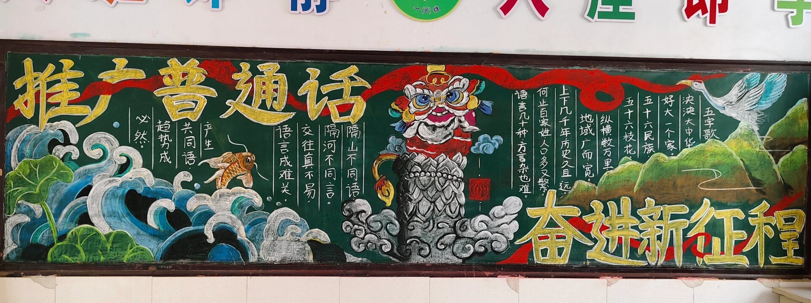 推广普通话黑板报 家长们也是很硬核的,画的很赞9199