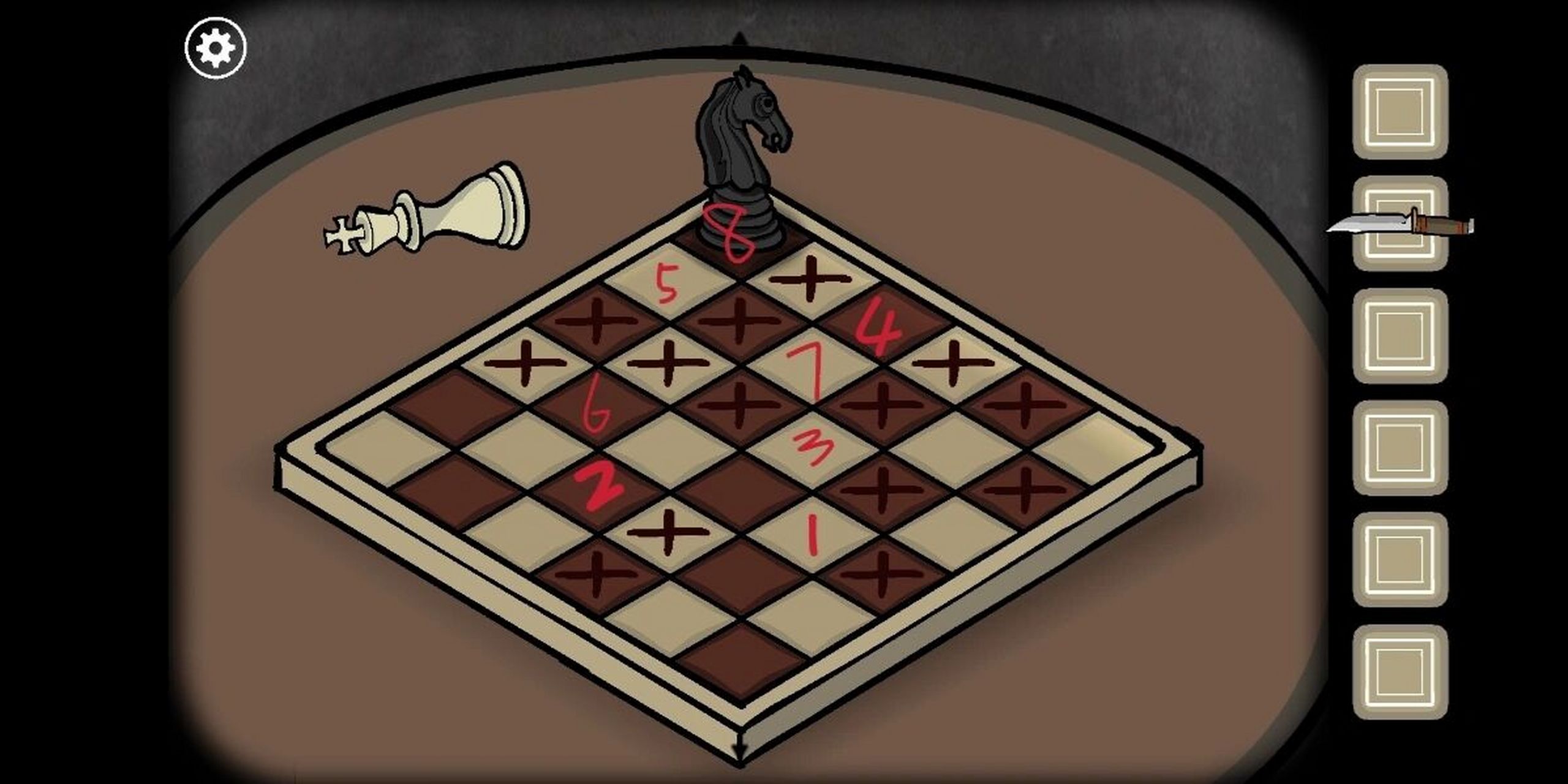 锈湖根源1926象棋攻略 打开橙色柜子,看凹凸的程度.