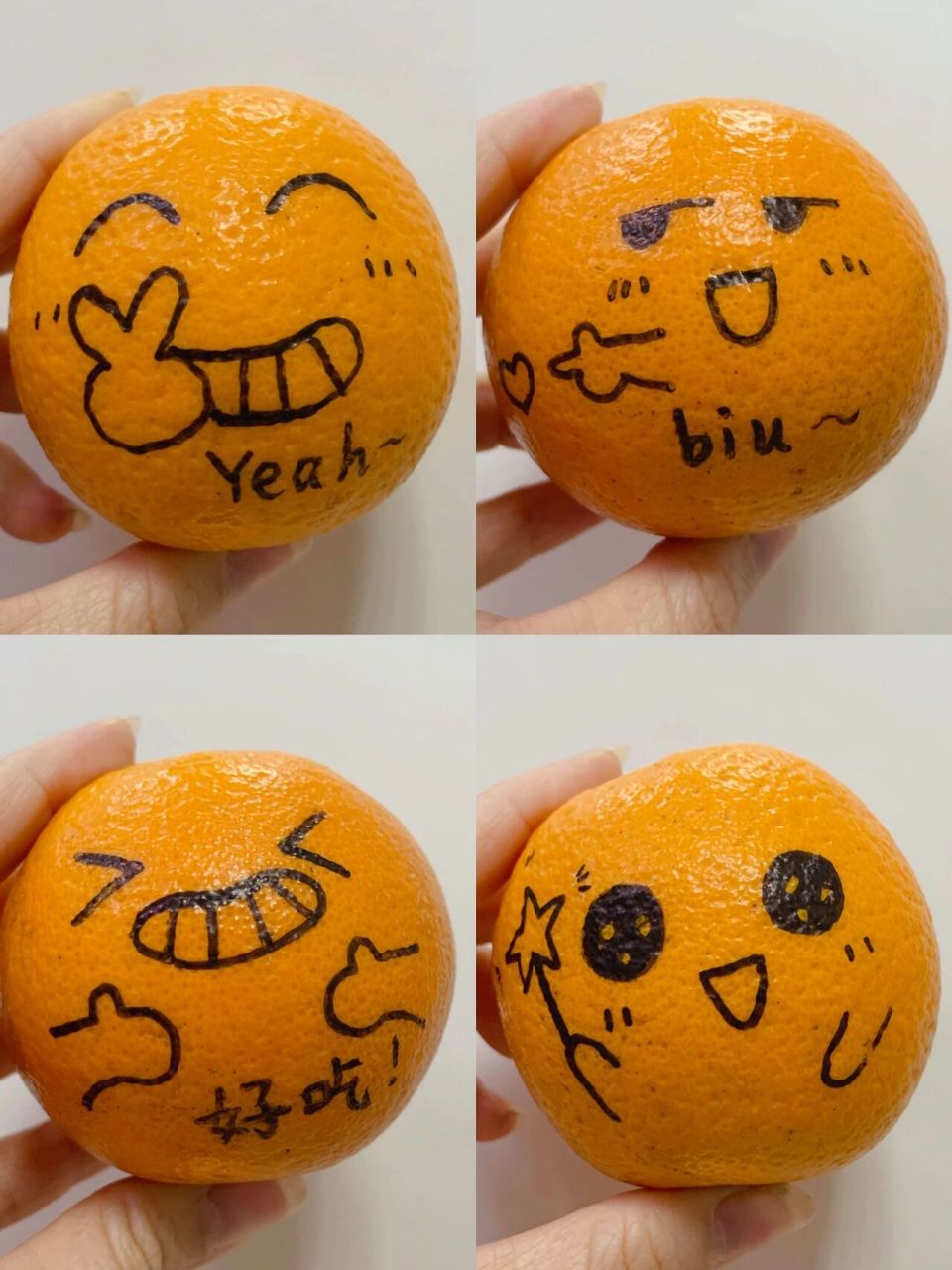在水果上画画表情图片
