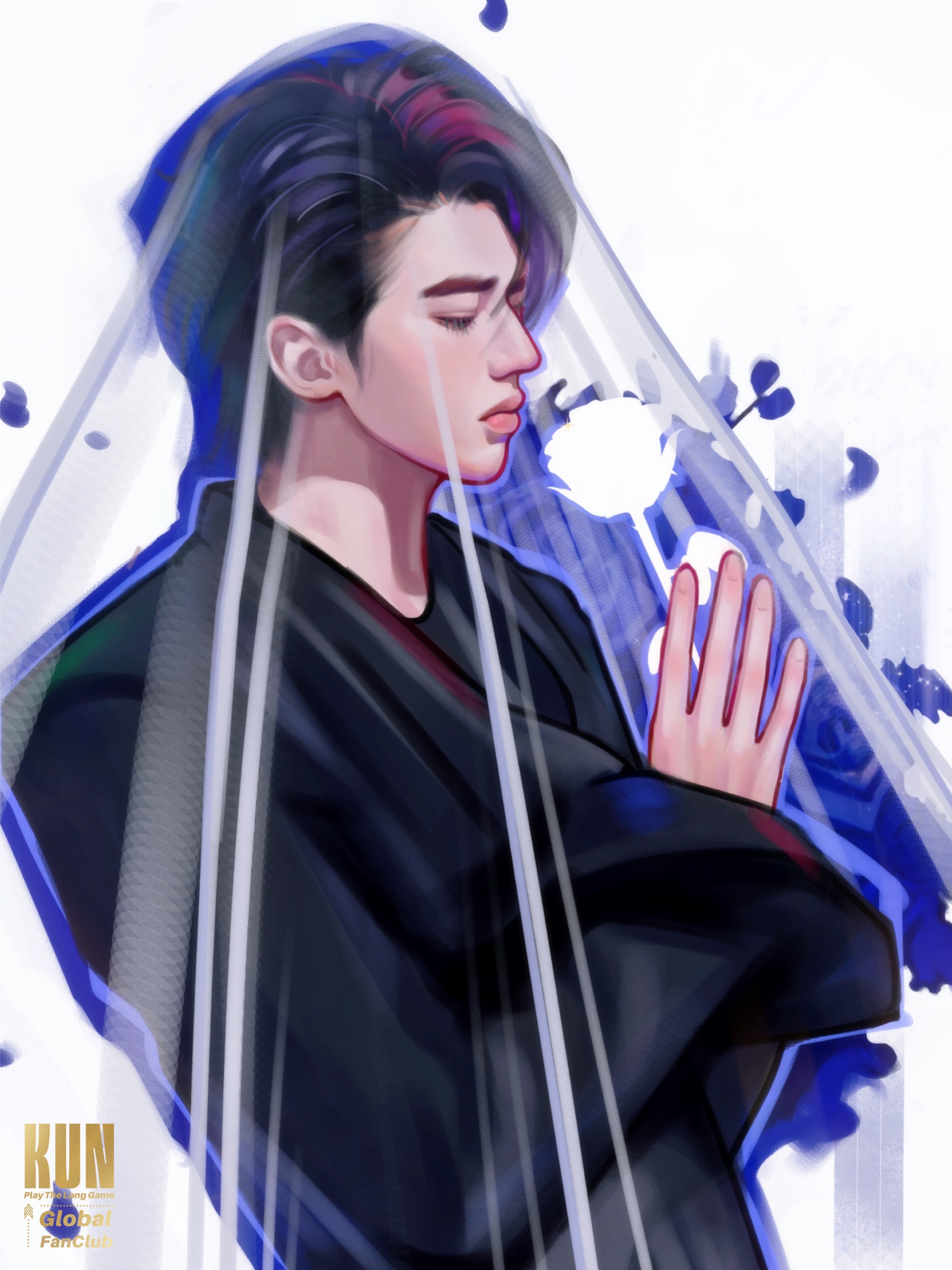 手捧玫瑰盛纱 载于年少风华@蔡徐坤